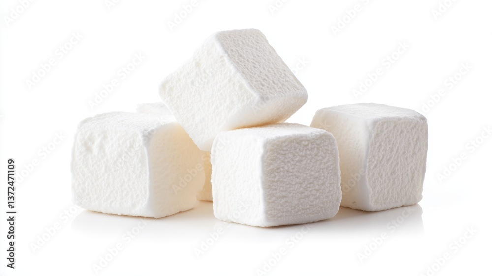 Realistic Marshmallow Isolated on Plain White Background Displaying Soft Texture Realistic Marshmallow Isolated on Plain White Background Displaying Soft Texture