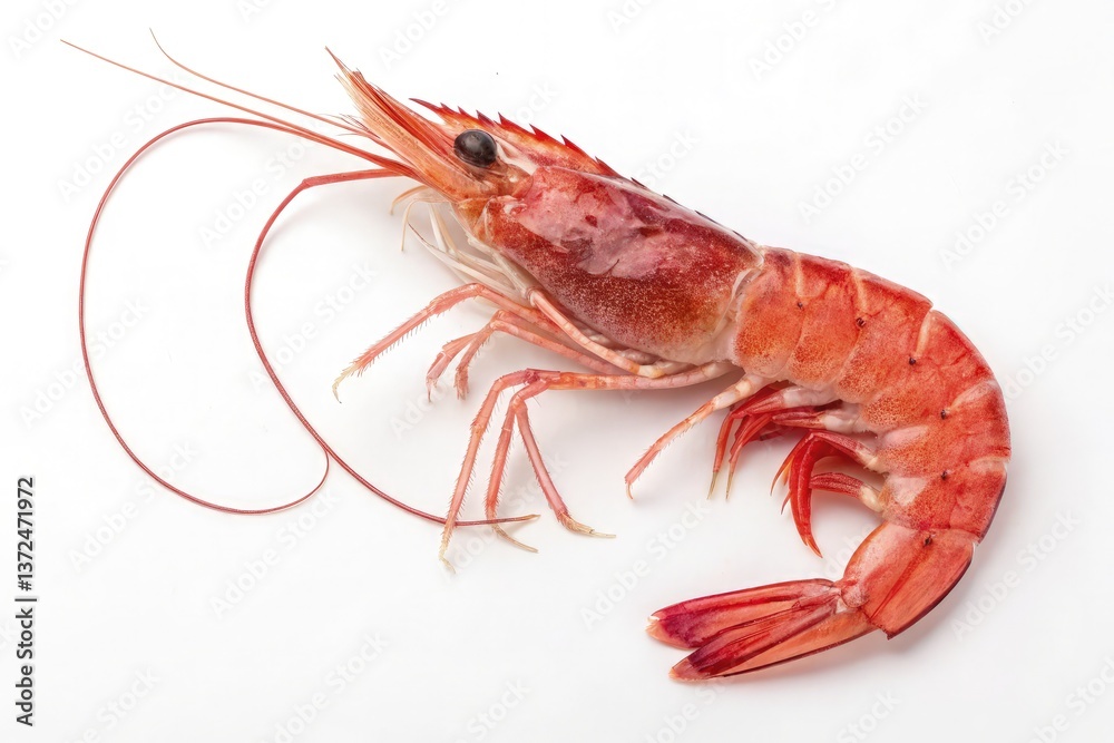 Red Shrimp Isolated Against a White Background for Clear Visibility and Detail Red Shrimp Isolated Against a White Background for Clear Visibility and Detail