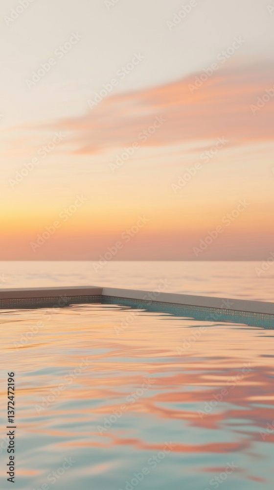 Obraz premium Sunset reflection over calm water with pastel skies and gentle ripples