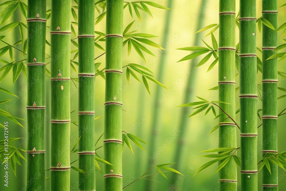 Fototapeta premium Vibrant Green Bamboo Texture for Natural Backgrounds Generative AI