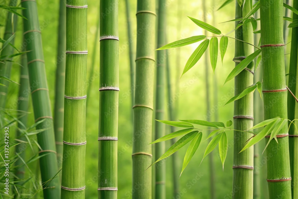 Fototapeta premium Vibrant Green Bamboo Forest With Seamless Natural Texture Generative AI