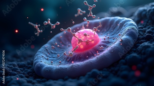 Close-up Illustration of Molecular Structure for Science and Medical Research
