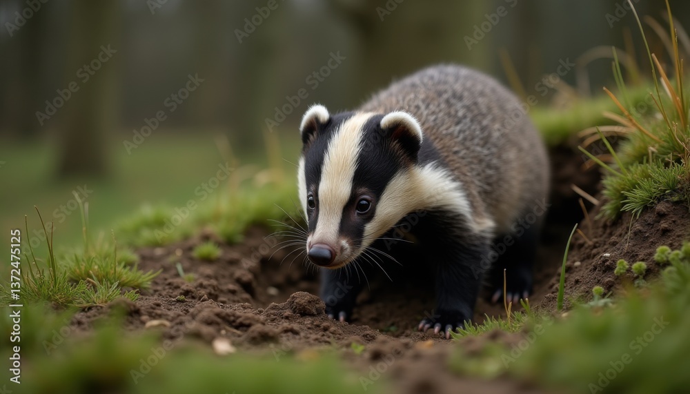 Fototapeta premium Badger in Forest Meadow