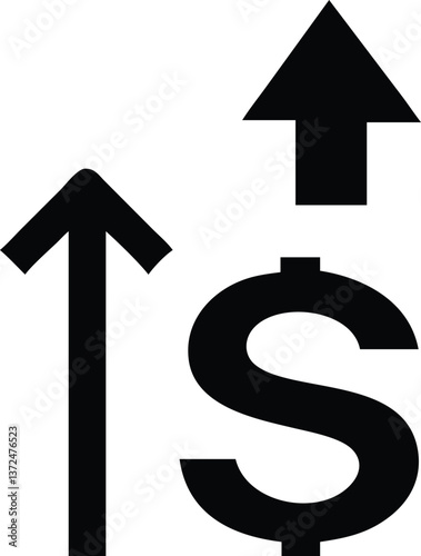 A dollar sign icon with an upward arrow representing a salary increase