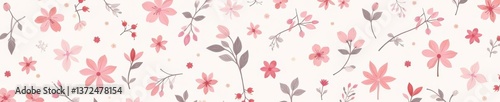 Wallpaper Mural Seamless repeat pattern with delicate silhouette of small flowers in soft pastel colors, feminine, nature, purple Torontodigital.ca