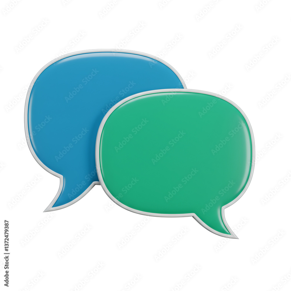 Overlapping Blue and Green Speech Bubbles on Transparent Background Overlapping Blue and Green Speech Bubbles on Transparent Background