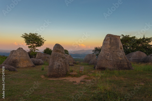 Mor Hin Khao is located in Phu Laen Kha National Park, Mueang District, Chaiyaphum Province. It is a stone pillar and stone column, a naturally occurring sculpture, scattered in various places