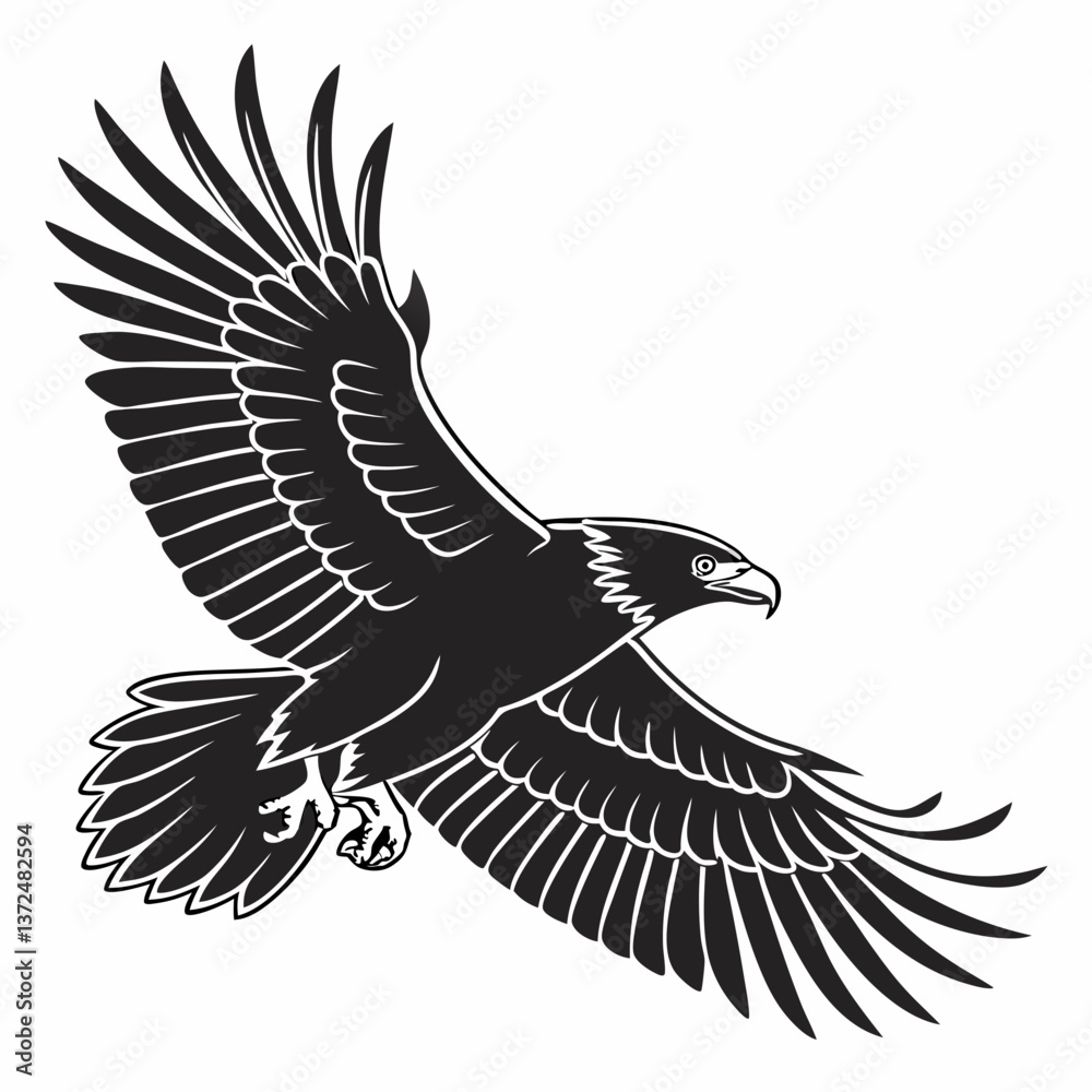 Obraz premium harpy eagle black silhouette icon vector
