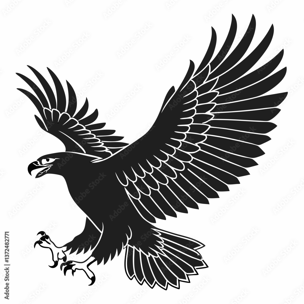 Obraz premium harpy eagle black silhouette icon vector