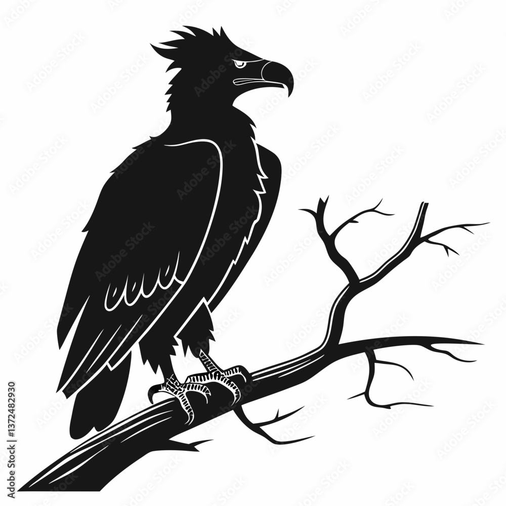 Obraz premium harpy eagle black silhouette icon vector
