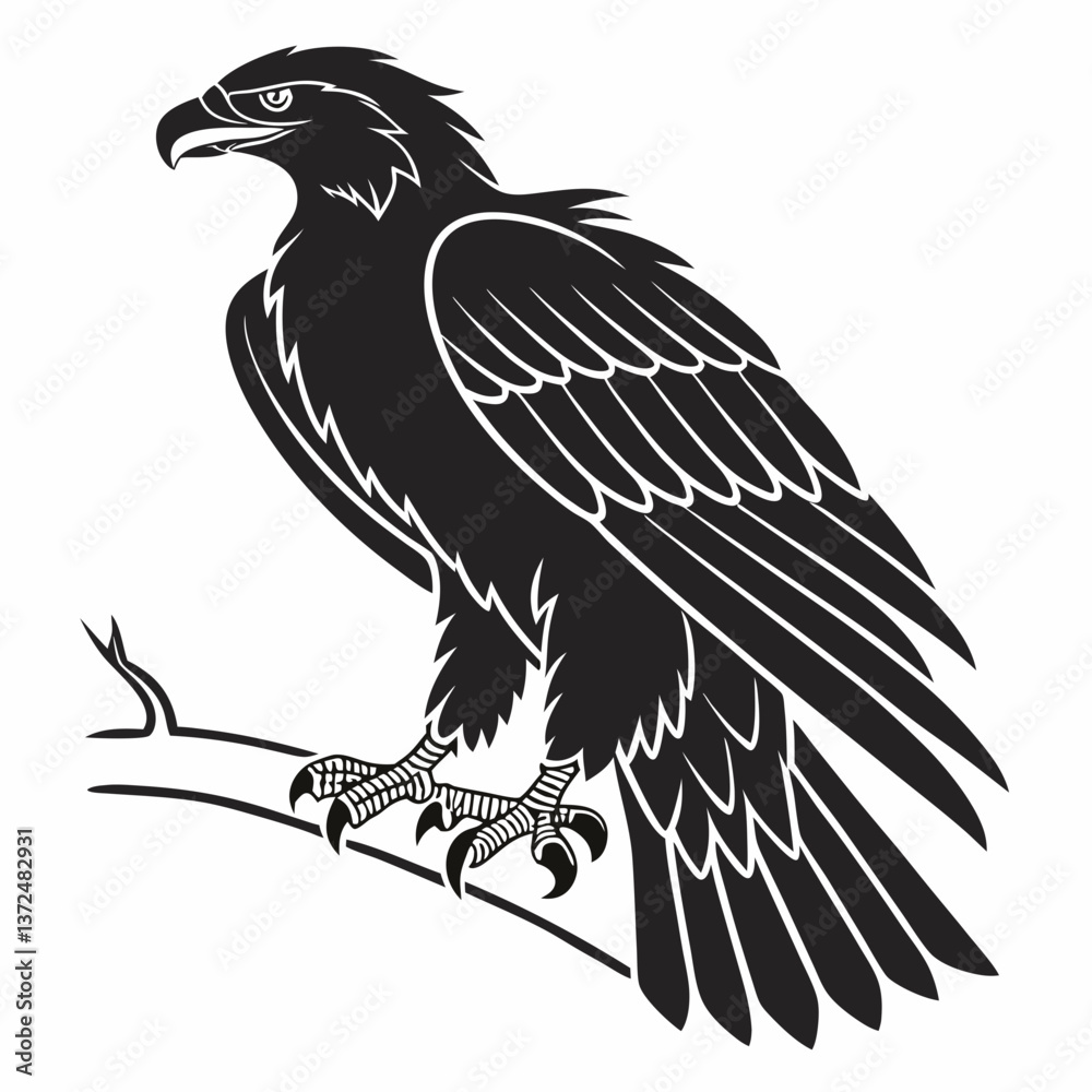Fototapeta premium harpy eagle black silhouette icon vector