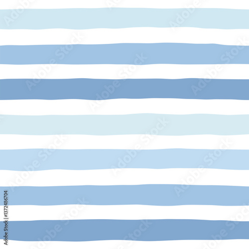 Blue stripes seamless pattern. Cute graphic lines vector print. Watercolor sea stripes background