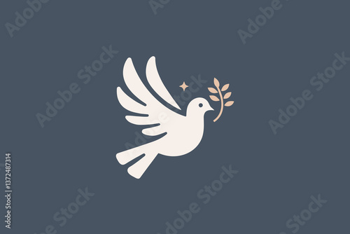  Minimalistic modern logo of a dove carrying an olive branch