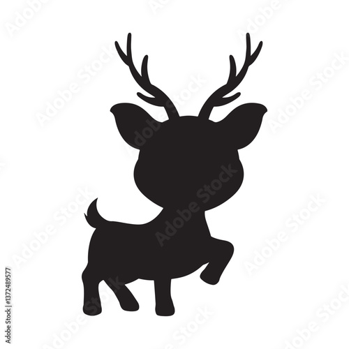set of silhouettes of reindeer. male and female deer isolated on a white background