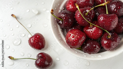 Cherries on a white plate