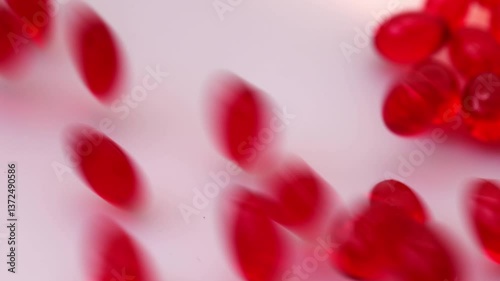 Red pills pharm production line slow motion