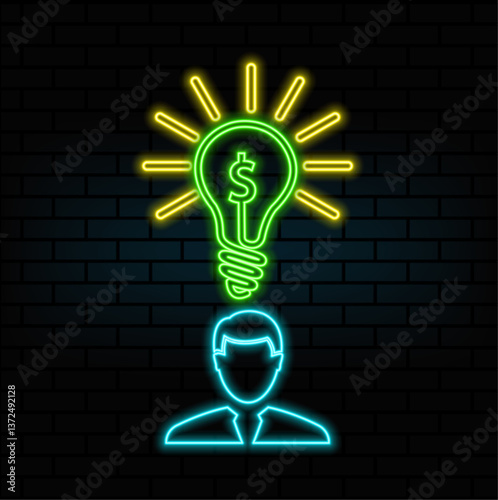 creative business group idea icon. new ideas business icon. neon style. Simple well organized vector.