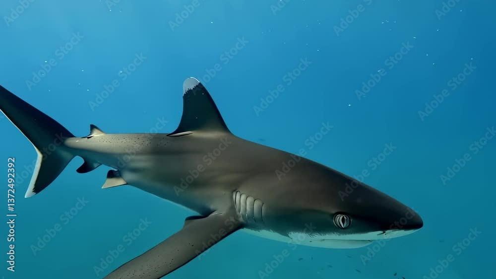 Exploring marine life with a close encounter with a shark underwater Exploring marine life with a close encounter with a shark underwater