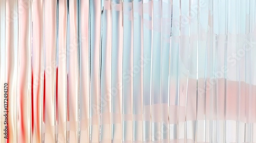 Reeded Glass. Colored Ribbed Background. Blue, Purple, Silver, Pink and Violet. Transparent background with abstract neon for texture. Bright translucent overlay on futuristic material.