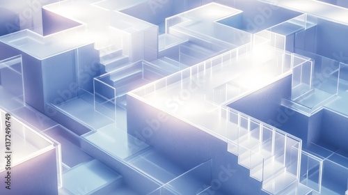 Wallpaper Mural white predominance, masterpiece white glass isometric 3D floating labyrinth, octane render, cinematic lights, ultra high definition, octane render, masterpiece image, minimalist  Torontodigital.ca