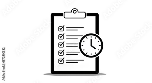 Checklist and Clock Icon Representing Time Management and Task Completion