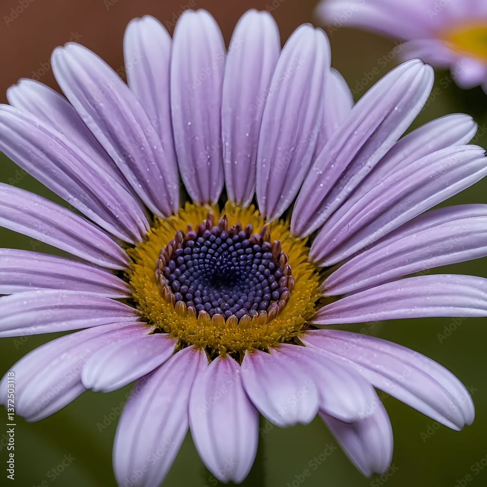 Close-up of a Lilac Osteospermum Flower with Dew Drops Close-up of a Lilac Osteospermum Flower with Dew Drops