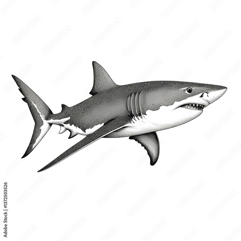 Naklejka premium Great White Shark Sketch