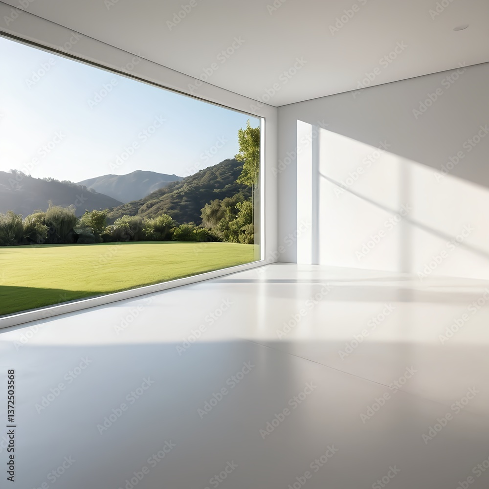 Fototapeta premium Minimalist Modern Room with Mountain View
