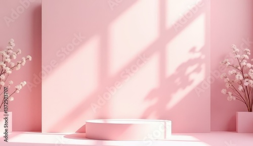 elegant 3d podium with delicate flower accents