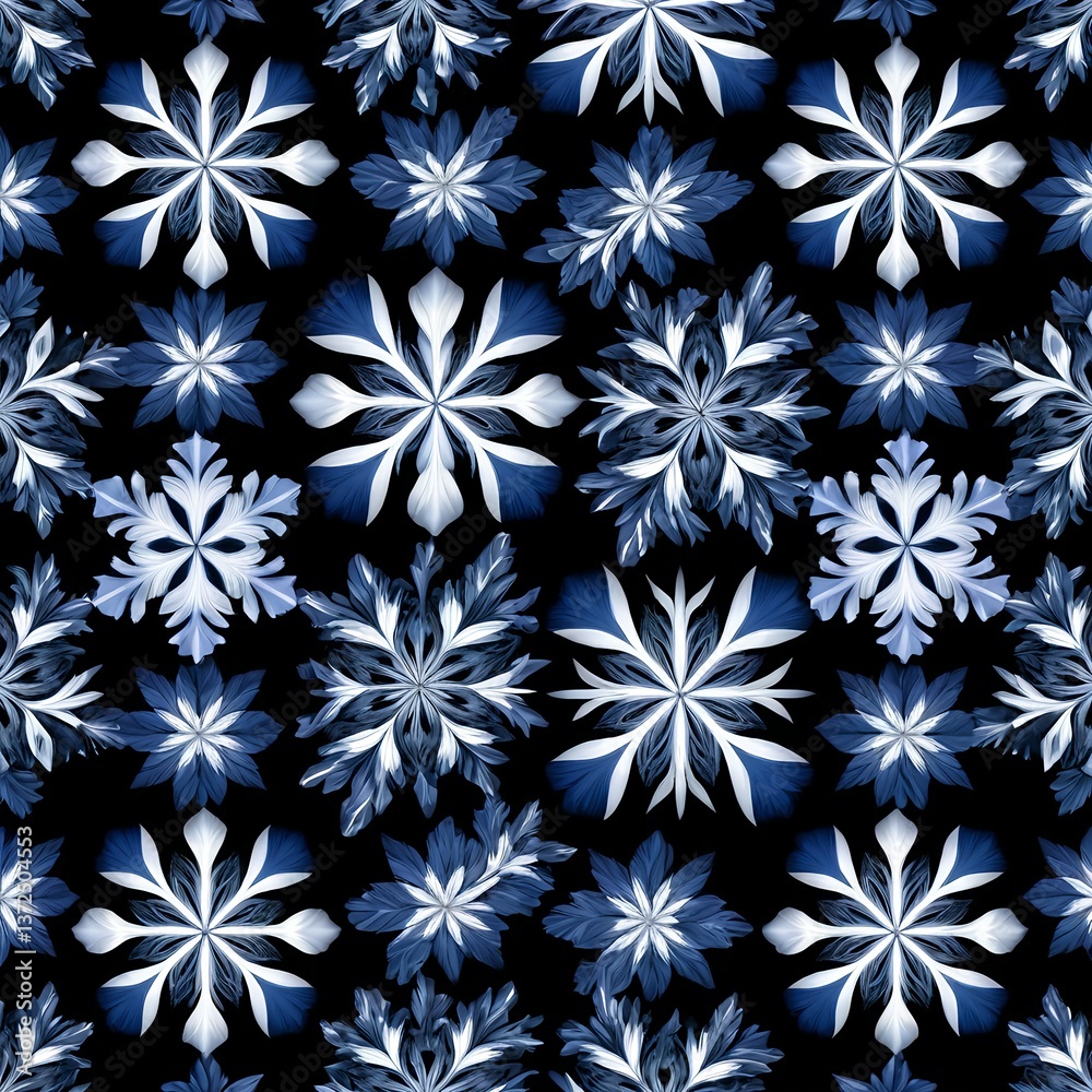 Blue and White Floral Mandala Seamless Pattern Blue and White Floral Mandala Seamless Pattern