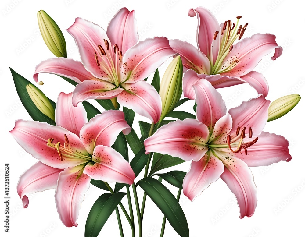 Fototapeta premium Pink Lilies Bouquet