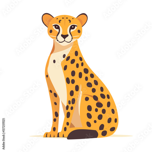 Flat vector cheetah, minimalist design, isolated on a white background.

