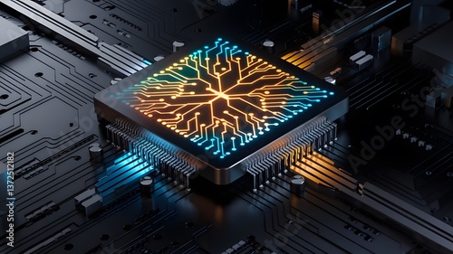 Advanced Computer Chip on Circuit Board