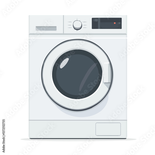 Flat vector washing machine, minimalist design, isolated on a white background.


