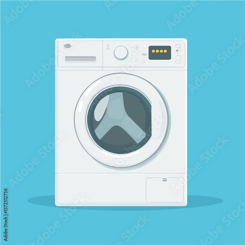 Flat vector washing machine, minimalist design, isolated on a white background.

