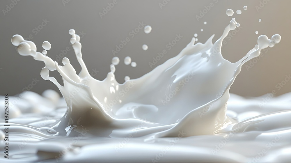 3D-rendered splash of white milk or yogur 3D-rendered splash of white milk or yogur