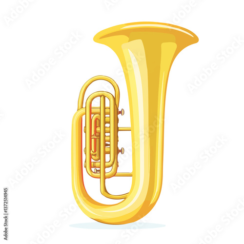 Flat vector euphonium, minimalist design, isolated on a white background.

