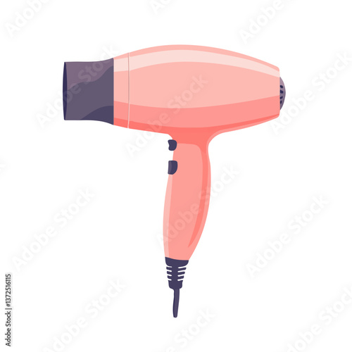 Flat vector hair dryer, minimalist design, isolated on a white background.

