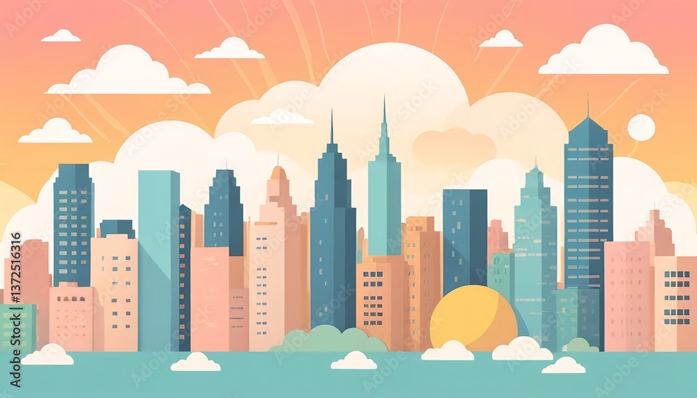 Fototapeta premium Cityscape at Sunset