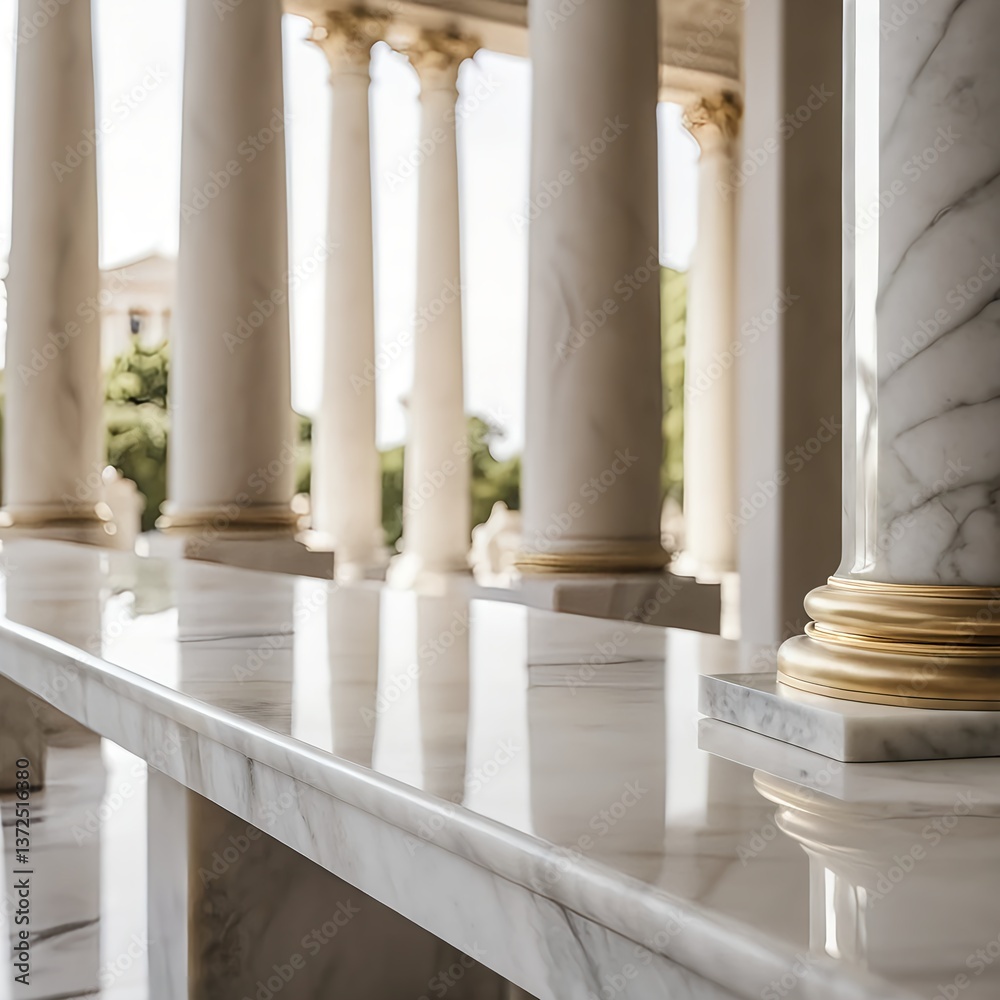 Fototapeta premium Marble Countertop and Classical Columns