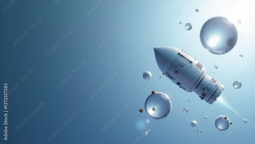 Fototapeta premium Explore minimalist wallpaper designs showcasing abstract zero gravity research motifs, perfect for innovative space themes and overlay text.