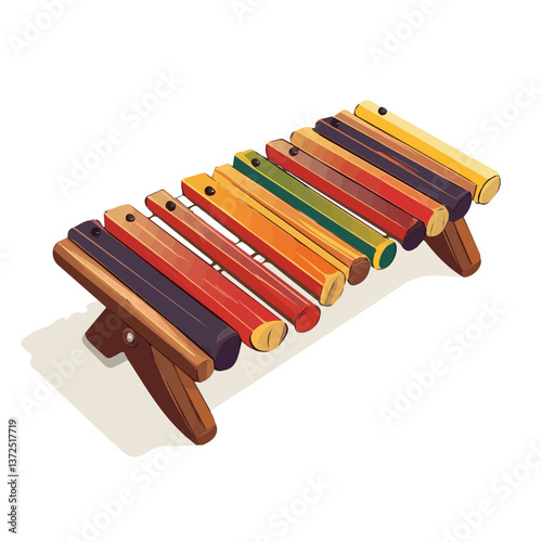 Flat vector marimba bars, minimalist design, isolated on a white background.

