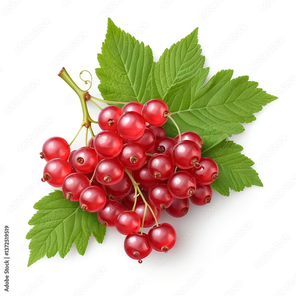 Fresh Red Currants with Green Leaves Fresh Red Currants with Green Leaves
