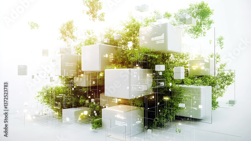 Future cubes, digital data streams and plants. Integration of technology and ecology. Environment, Society and governance