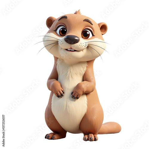 Adorable cartoon 3D otter model, perfect for kids content and branding.