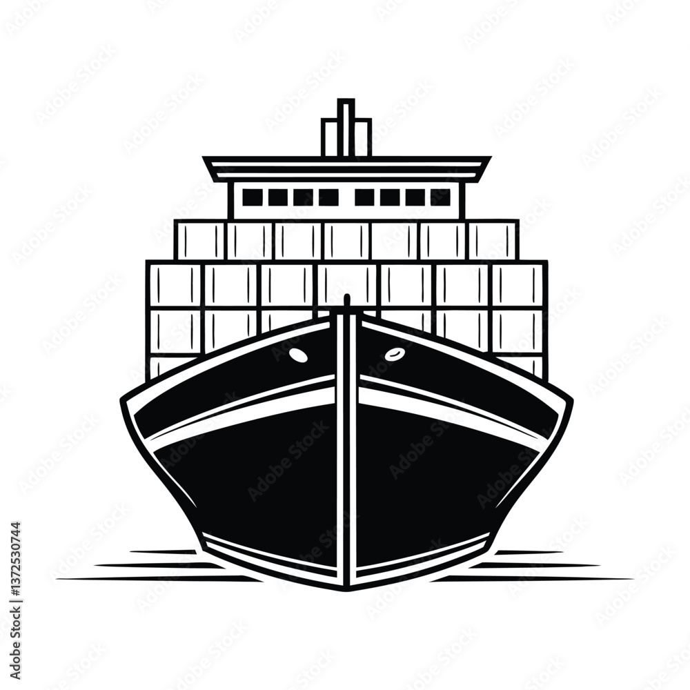 Obraz premium vector illustration of a Cargo ship