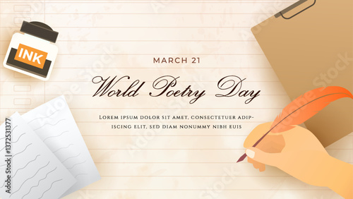 Celebrating World Poetry Day with Quill and Ink on Writing Pad