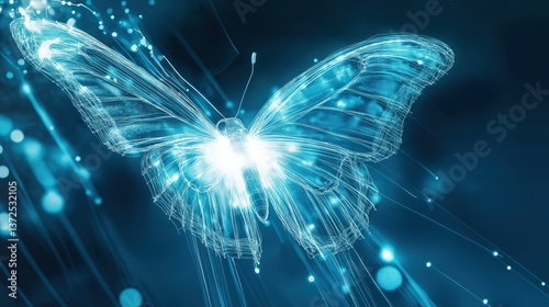 digital butterfly in a technology background