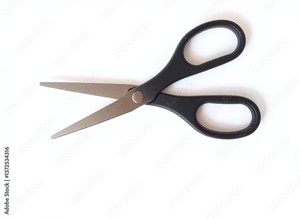 Stylish black-handled scissors on white background Stylish black-handled scissors on white background
