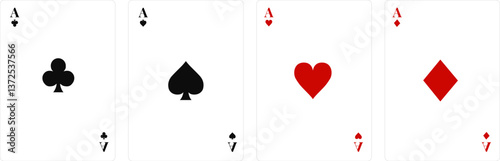 Set of playing cards. Ace of Spades, Hearts, Diamonds and Clubs